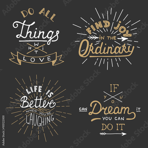 Set of vector inspirational lettering for greeting cards, prints
