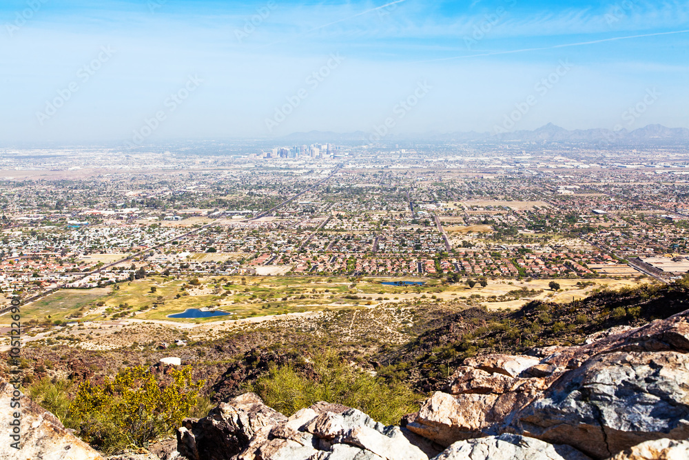 Phoenix Skyline View From South Mountain Hiking Trail