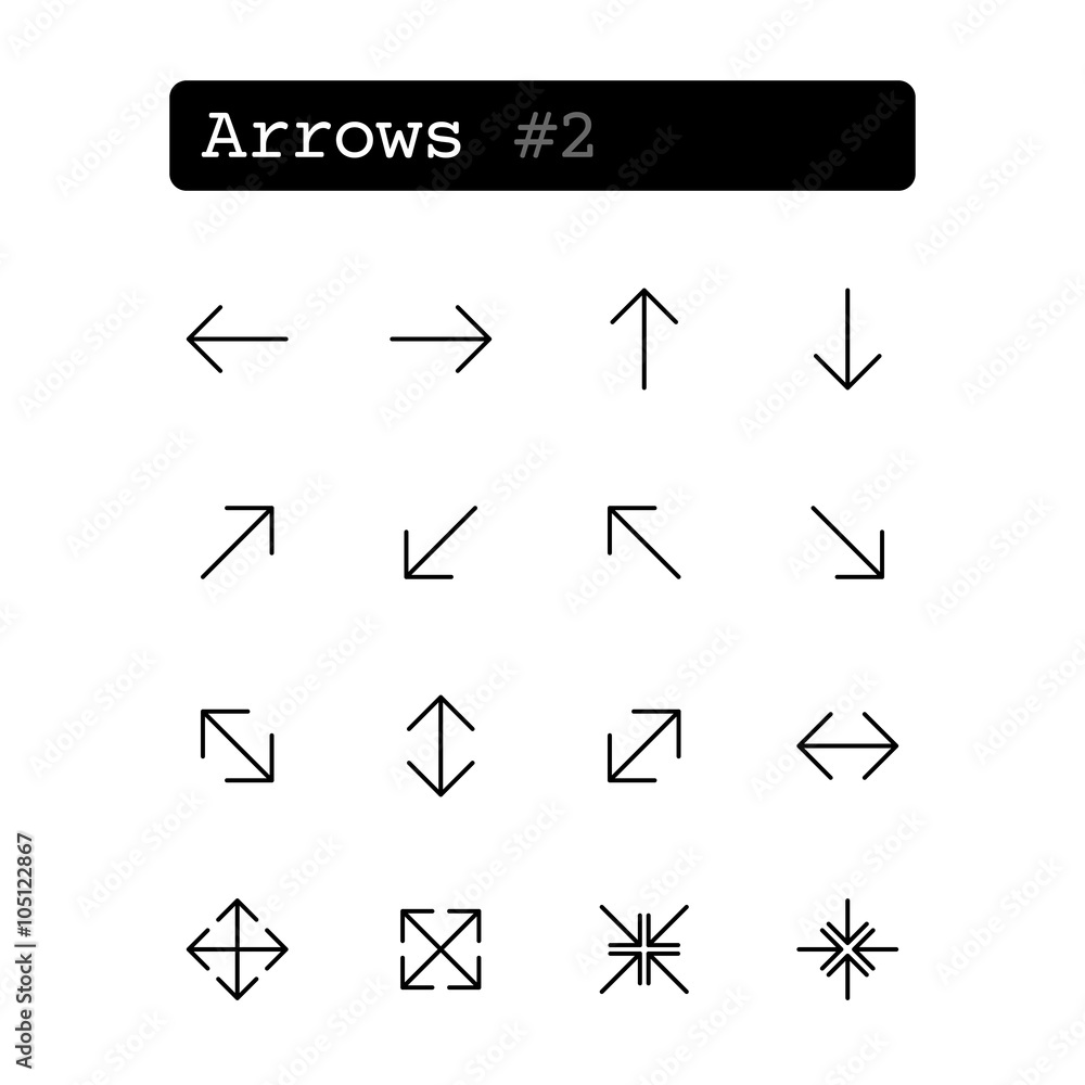 Set line thin icons. Vector. Arrow Set line thin icons. Vector. Arrow