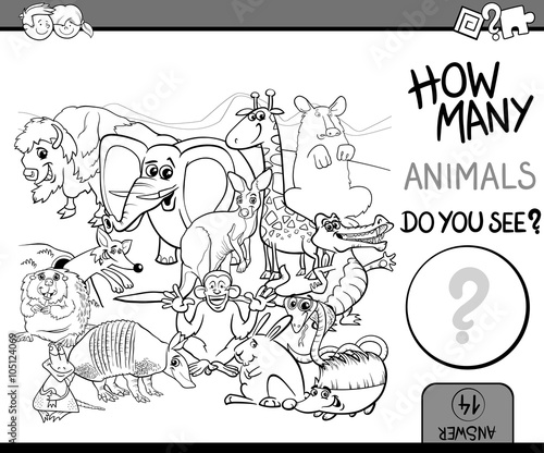 count animals coloring book