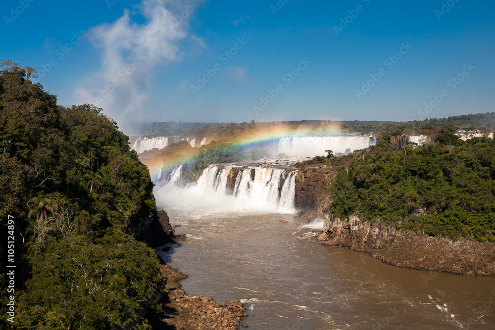 Rainbow in Iguazu falls national park Rainbow in Iguazu falls national park