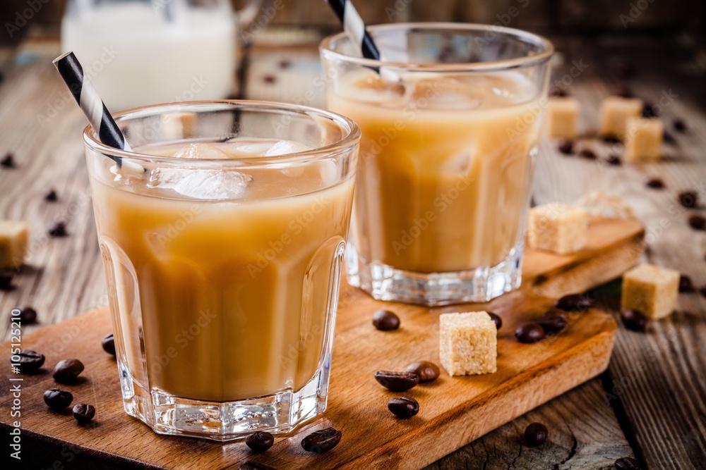 Iced coffee in glass Iced coffee in glass