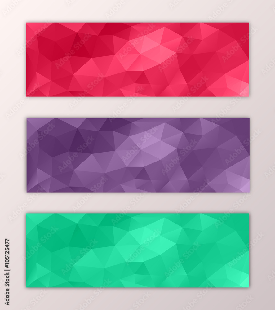 Website banner template set with abstract triangle polygon colorful background design Website banner template set with abstract triangle polygon colorful background design