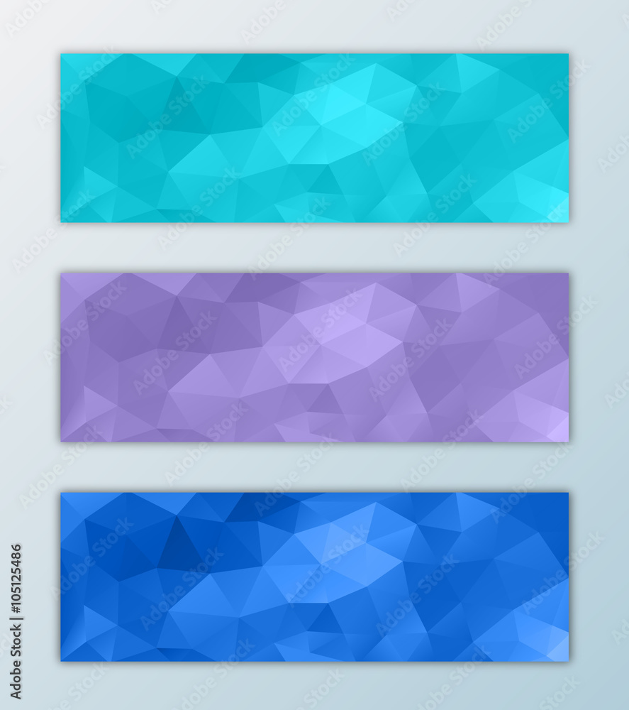 Website header banner template set with triangle polygon background decorative design