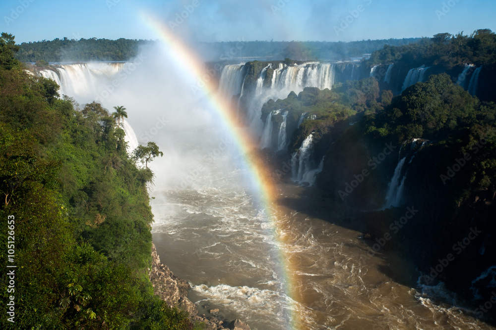 Rainbow in Iguazu falls national park Rainbow in Iguazu falls national park