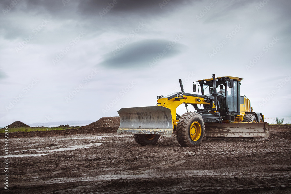 Road grader - heavy earth moving dirty Road grader - heavy earth moving dirty