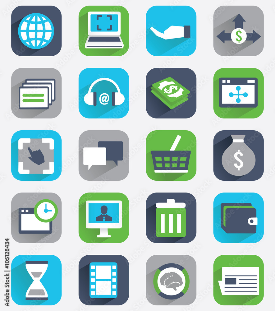 Fototapeta premium Set of flat analytics and statistics icons - part 2
