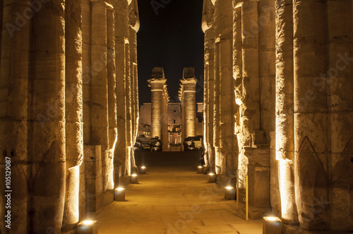 Famous Luxor temple complex at night