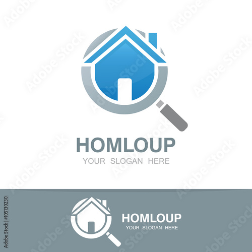 Vector loupe and house logo