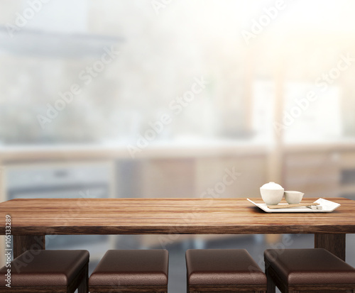 Table Top And Blur Interior of Background