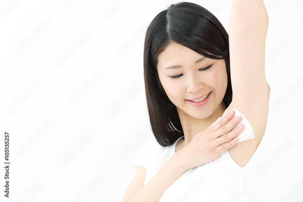 汗拭きシート・若い女性 汗拭きシート・若い女性