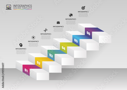 Abstract 3d stairs. Infographic or timeline template. Vector