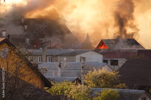 burning house, roof lights, flame lights