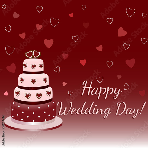 Illustration. A wedding cake. Greeting card.