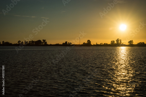 Sunset at the lakes of Messologgi photo