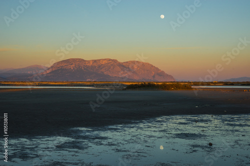 Sunset at the lakes of Messologgi photo