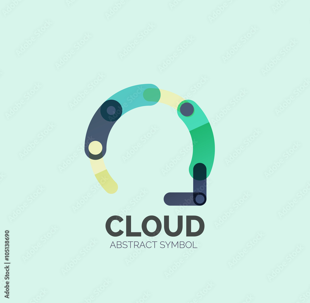 Flat linear design speech cloud logo. Talk bubble, modern geometric industrial thin line icon Flat linear design speech cloud logo. Talk bubble, modern geometric industrial thin line icon