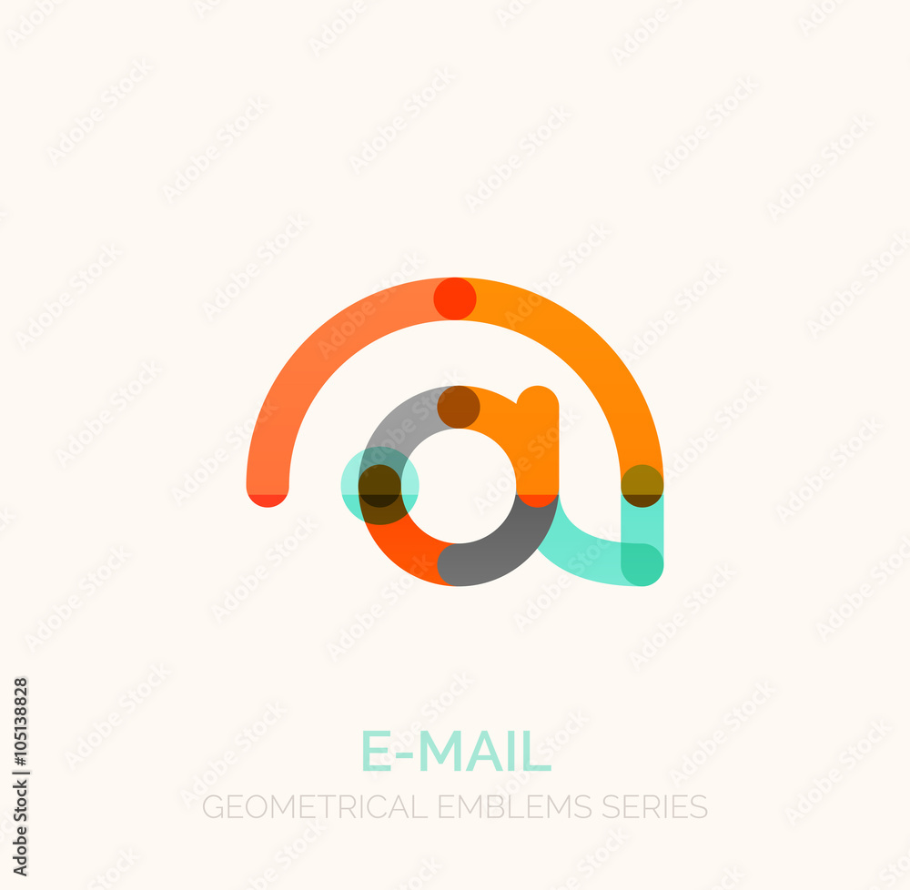Vector email business symbol, or at sign logo. Linear minimalistic flat icon design Vector email business symbol, or at sign logo. Linear minimalistic flat icon design