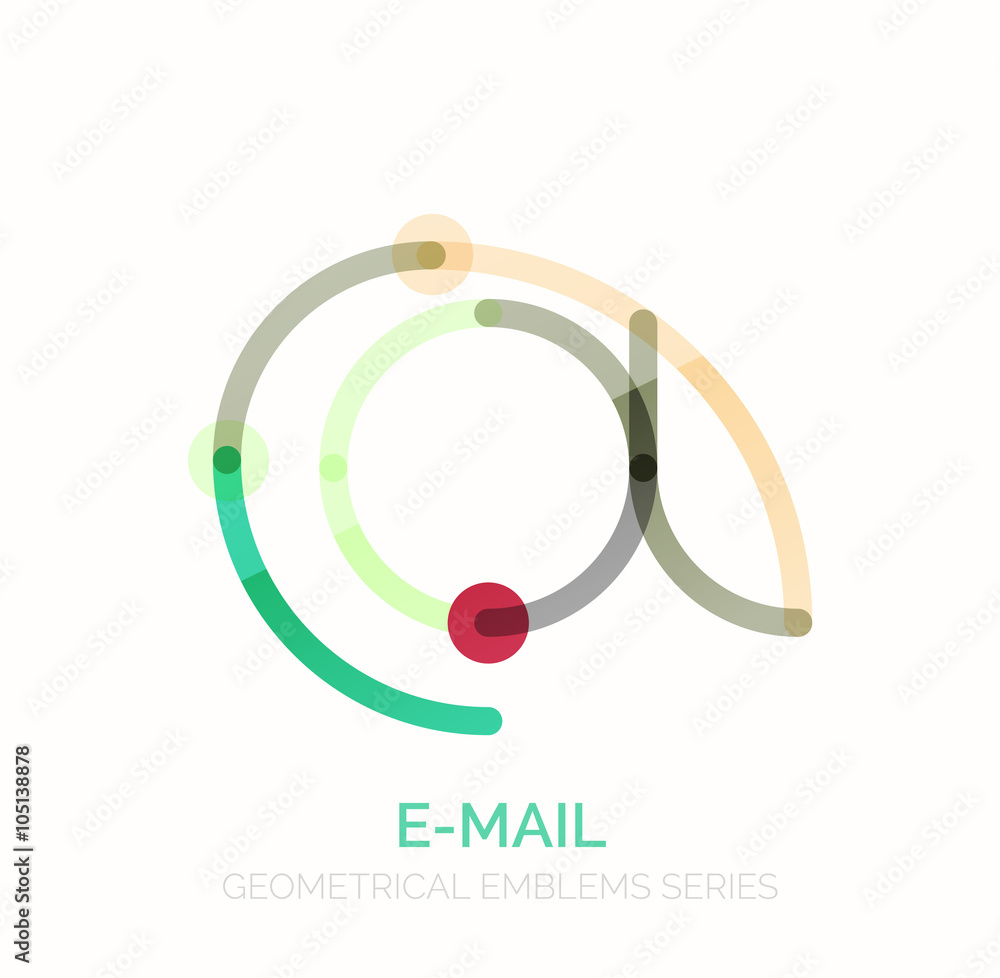 Vector email business symbol, or at sign logo. Linear minimalistic flat icon design Vector email business symbol, or at sign logo. Linear minimalistic flat icon design
