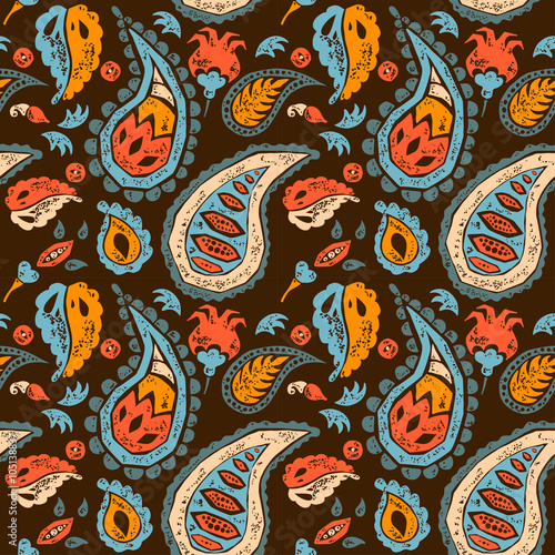 Seamless Paisley pattern in a brown colors