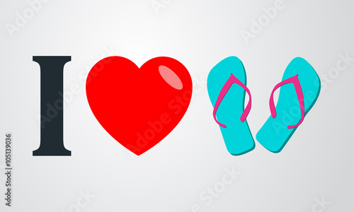 Icono plano i love chanclas color en fondo degradado