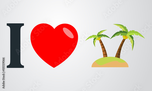 Icono plano i love isla color en fondo degradado