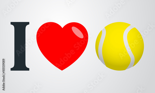 Icono plano i love tenis color en fondo degradado