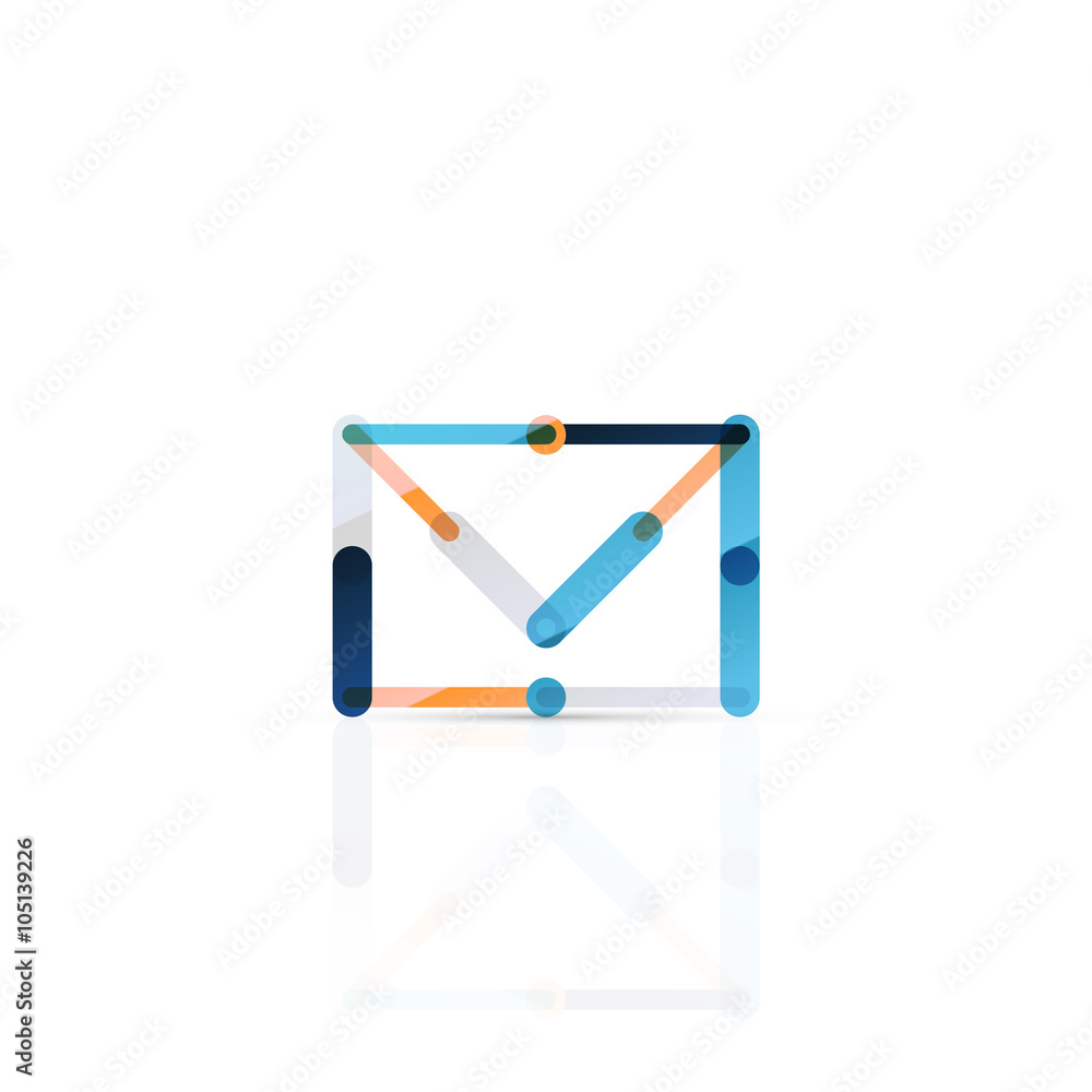 Vector email business symbol, or at sign logo. Linear minimalistic flat icon design Vector email business symbol, or at sign logo. Linear minimalistic flat icon design
