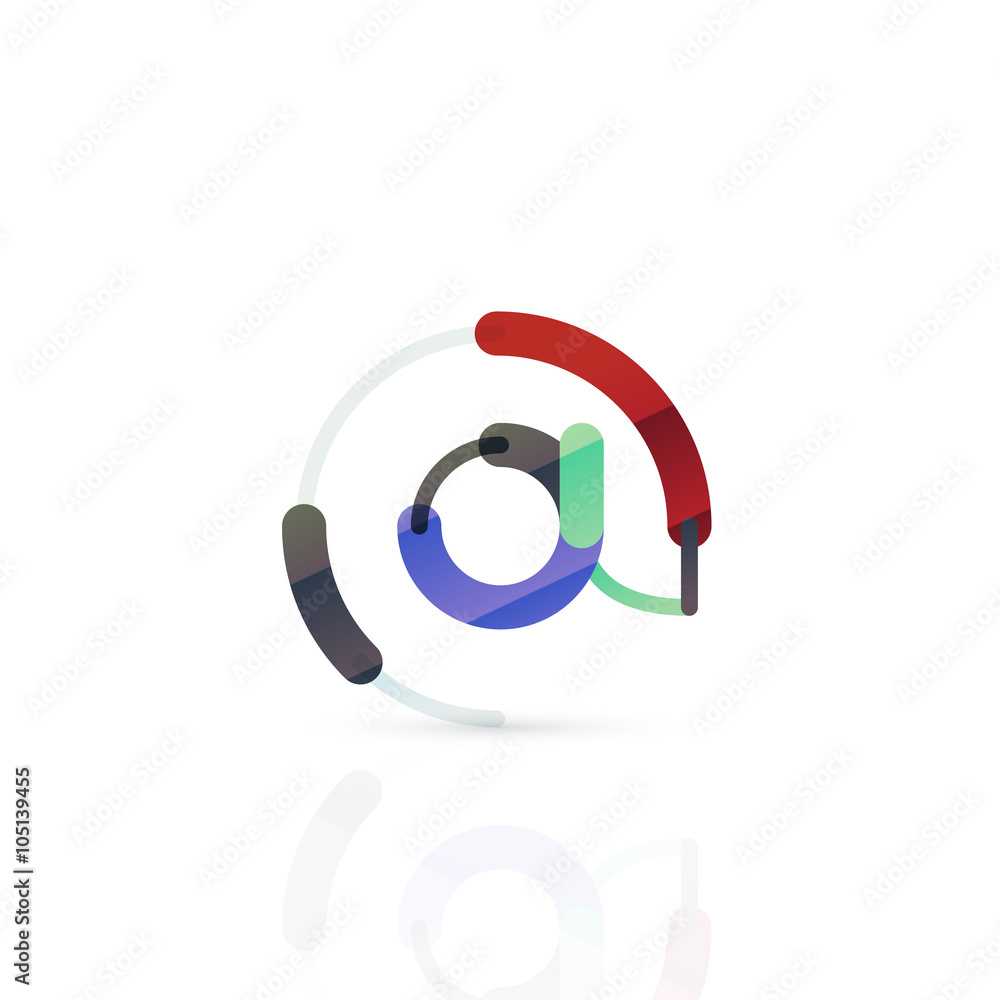Vector email business symbol, or at sign logo. Linear minimalistic flat icon design Vector email business symbol, or at sign logo. Linear minimalistic flat icon design