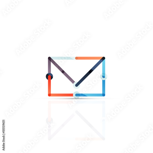 Vector email business symbol, or at sign logo. Linear minimalistic flat icon design