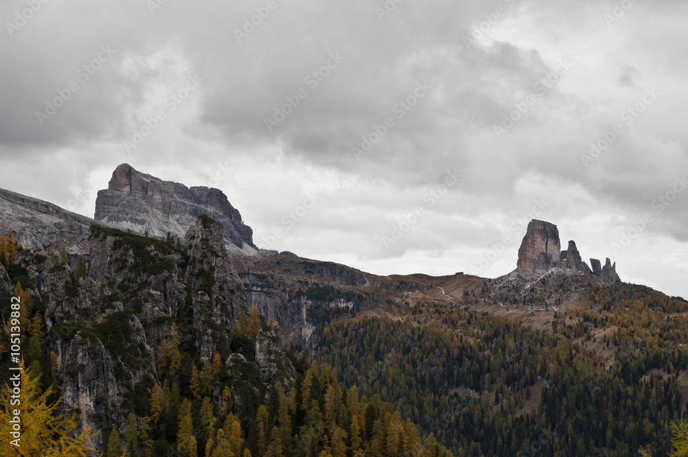 Cinque Torri, Dolomites, Italy. / Cinque Torri are a small group belonging to Nuvolao group, in the Eastern Dolomites, north-west of San Vito di Cadore and south-west of Cortina d'Ampezzo. Cinque Torri, Dolomites, Italy. / Cinque Torri are a small group belonging to Nuvolao group, in the Eastern Dolomites, north-west of San Vito di Cadore and south-west of Cortina d'Ampezzo.