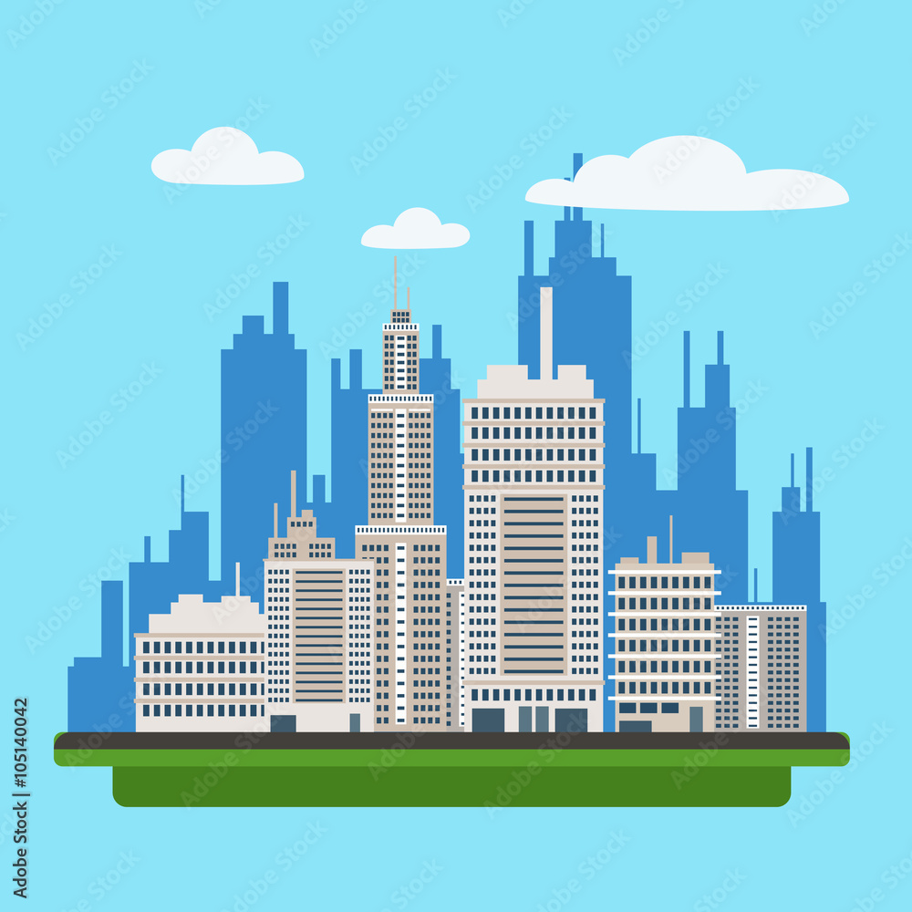 Megapolis Landscape with Modern Buildings of Big City