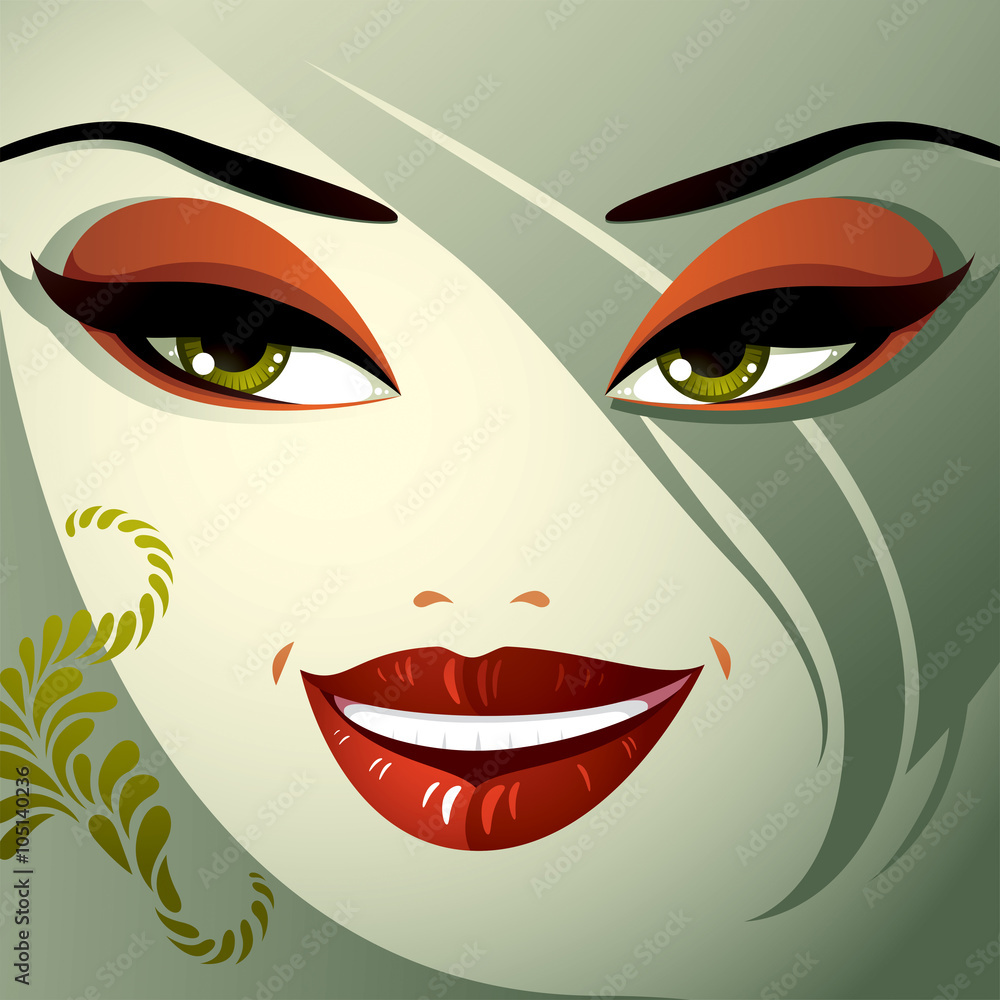 Cosmetology theme image. Young pretty lady Cosmetology theme image. Young pretty lady