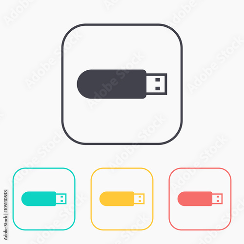 icon of usb stick color set