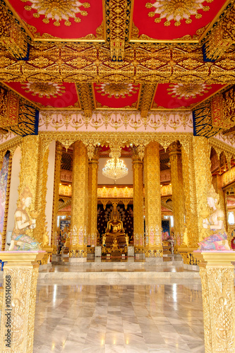 Beautiful temple / Beautiful temple with statue buddha, angel, Wat Yai Chai Mongkol, Roy Ed, Thailand.