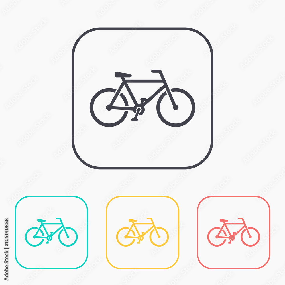 icon of bicycle color set
