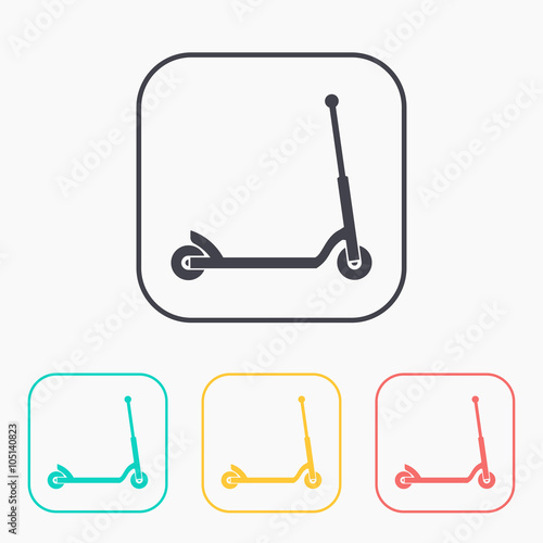 icon of child scooter color set