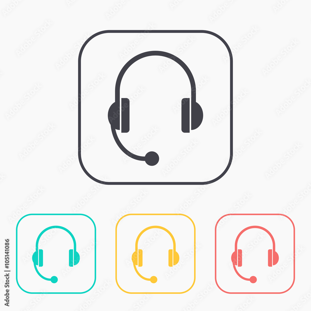 headset icon color set headset icon color set