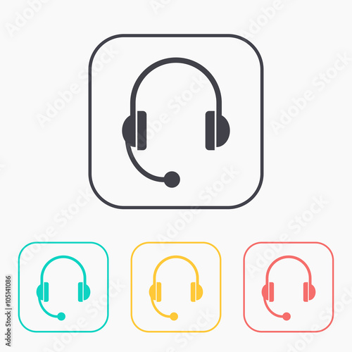 headset icon color set