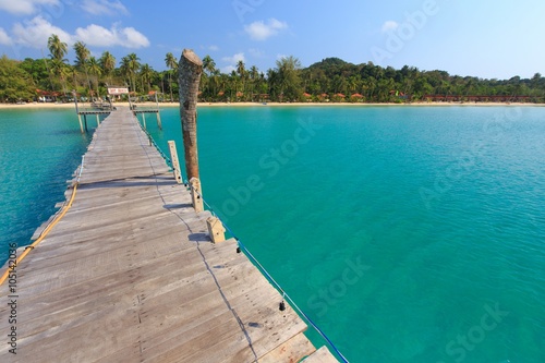 Wooden pontoon in tropical sea