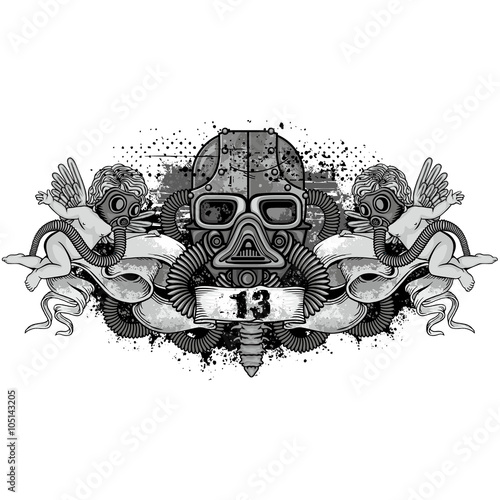  grunge skull coat of arms