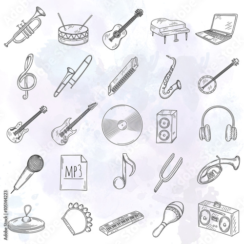 Set of musical instruments icons.