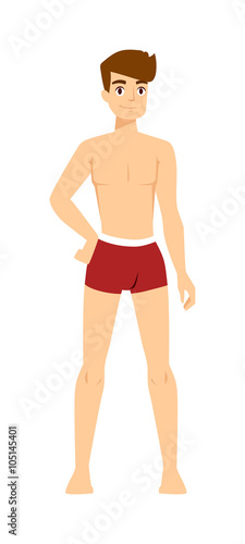 Nude boy vector illustration isolated on white background. 