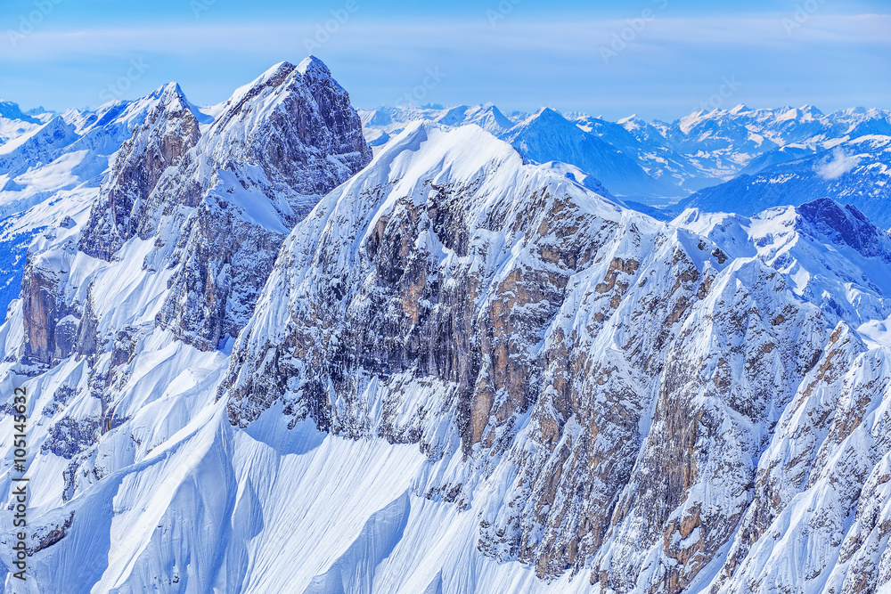 Swiss Alps, view from Mt. Titlis in Switzerland