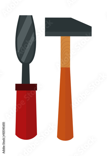 Chisel, hammer vector illustration