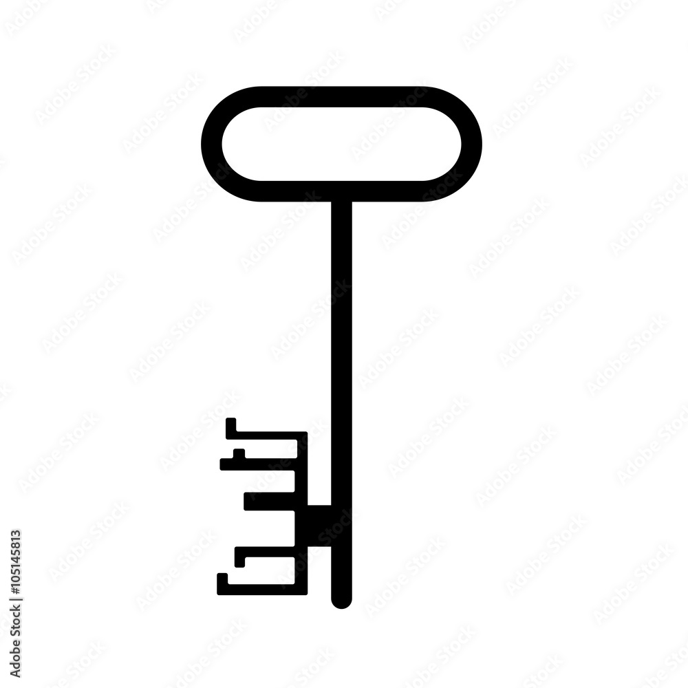 vector modern key black icon isolated on white vector modern key black icon isolated on white
