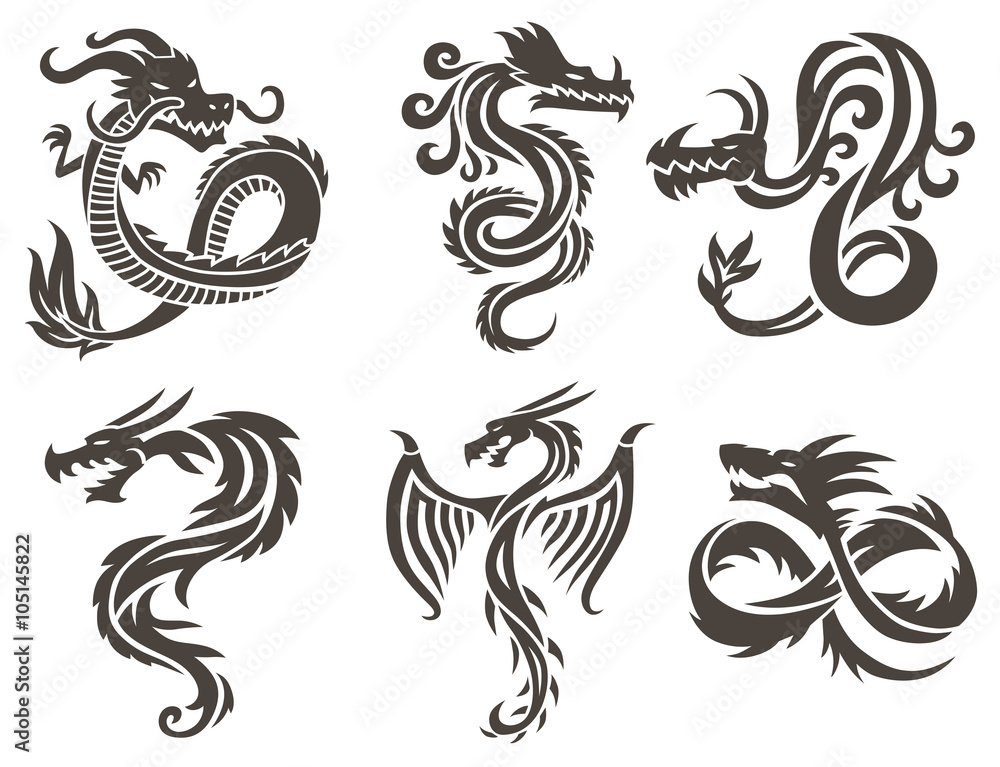 Chinese dragon on white background vector illustration. Chinese dragon on white background vector illustration.