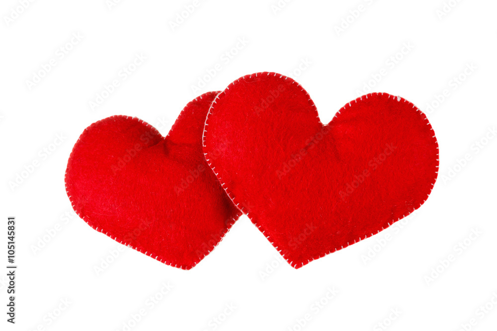 Red hearts isolated on white background. Concept of love.