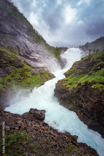 Waterfall Kjosfossen  Flamsbana  Norway