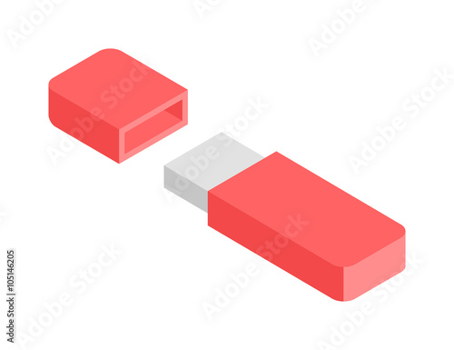 Flash Drive flat 3d isometric graphic vector. 